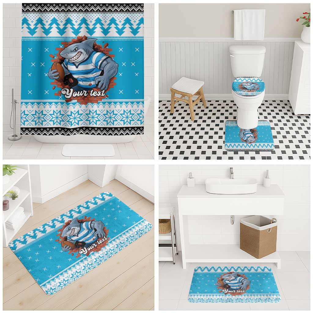 Claus Shark Strikes Personalized Bathroom Set Christmas Rugby League Spirit - Aussie Hoodie