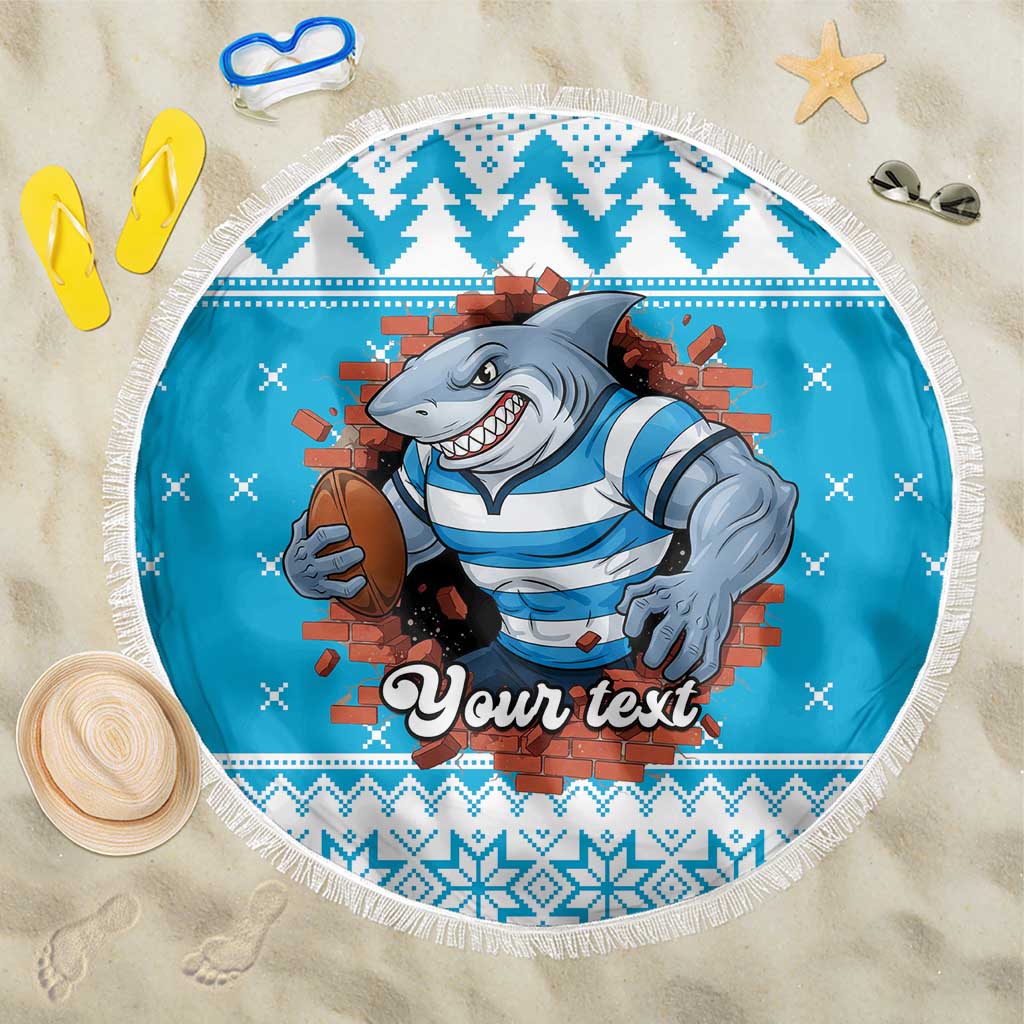 Claus Shark Strikes Personalized Beach Blanket Christmas Rugby League Spirit - Aussie Hoodie