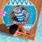 Claus Shark Strikes Personalized Beach Blanket Christmas Rugby League Spirit - Aussie Hoodie