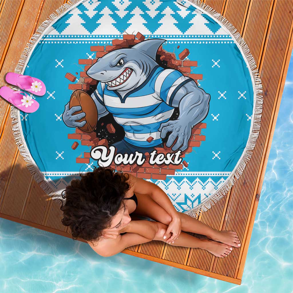 Claus Shark Strikes Personalized Beach Blanket Christmas Rugby League Spirit - Aussie Hoodie