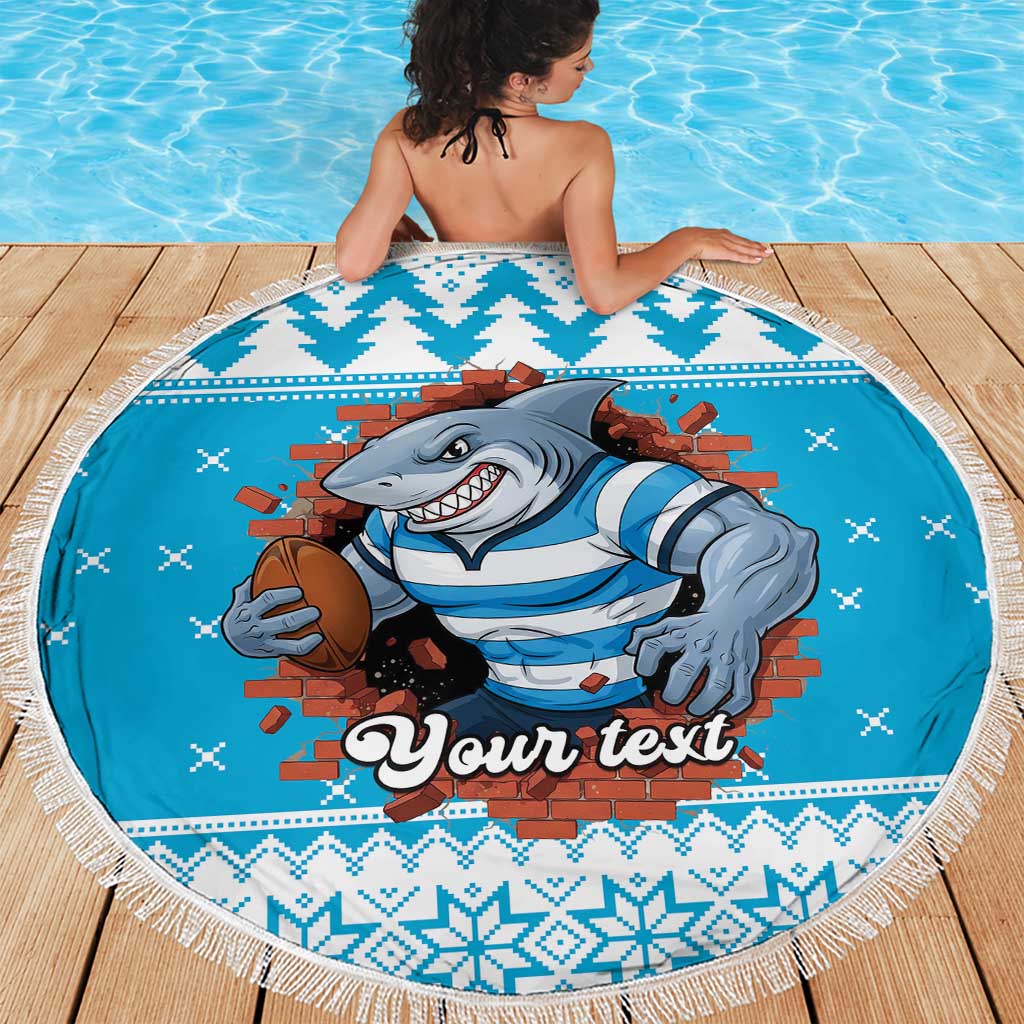 Claus Shark Strikes Personalized Beach Blanket Christmas Rugby League Spirit - Aussie Hoodie