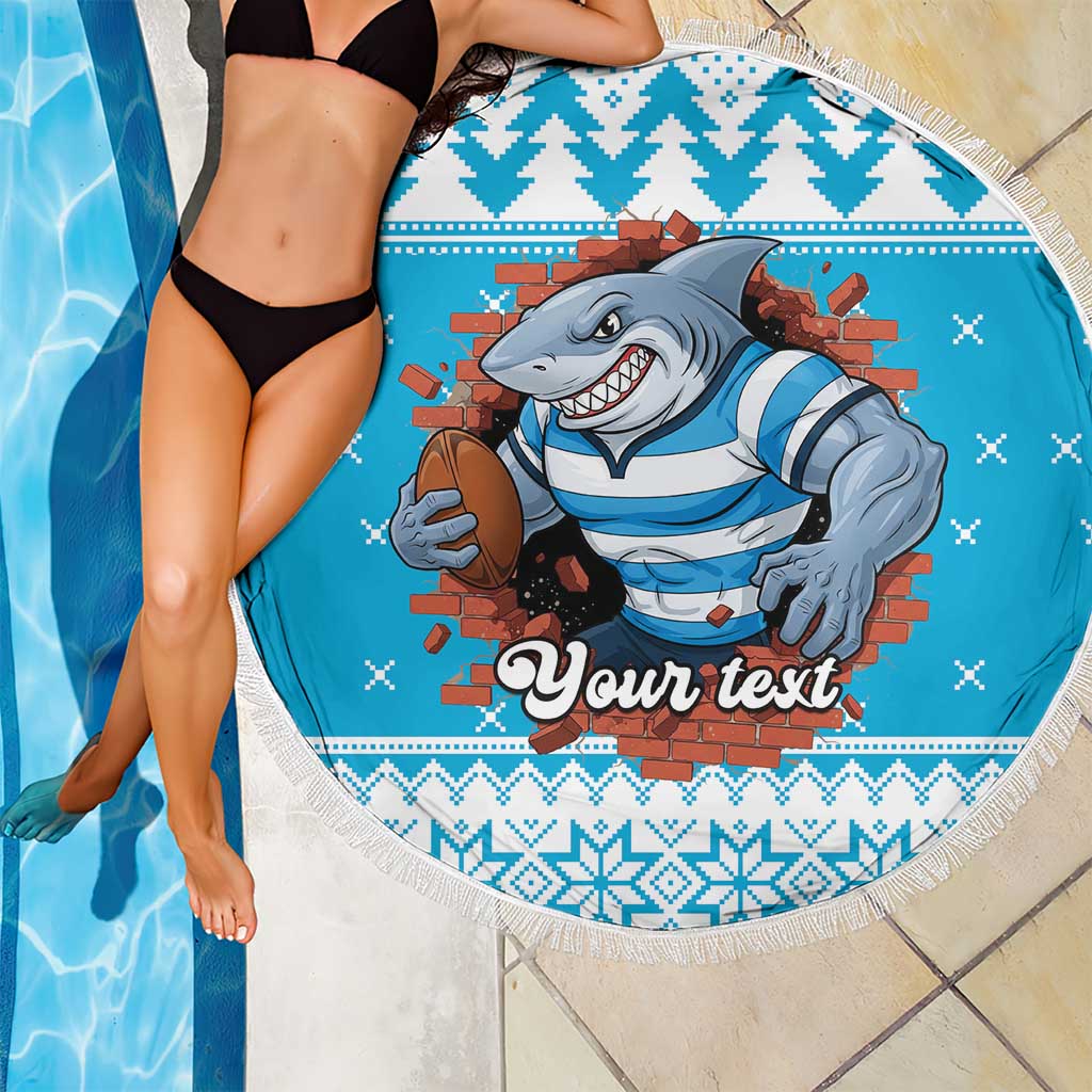 Claus Shark Strikes Personalized Beach Blanket Christmas Rugby League Spirit - Aussie Hoodie