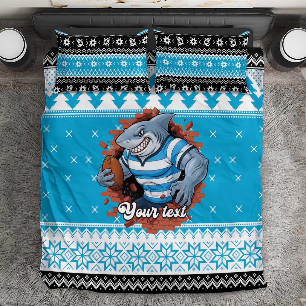 Claus Shark Strikes Personalized Bedding Set Christmas Rugby League Spirit - Aussie Hoodie