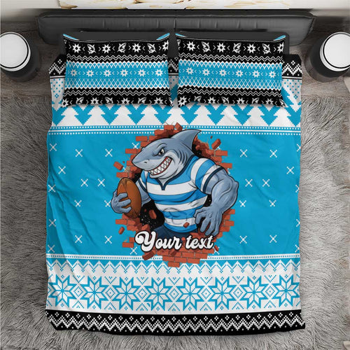 Claus Shark Strikes Personalized Bedding Set Christmas Rugby League Spirit - Aussie Hoodie