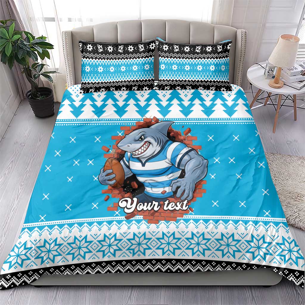 Claus Shark Strikes Personalized Bedding Set Christmas Rugby League Spirit - Aussie Hoodie