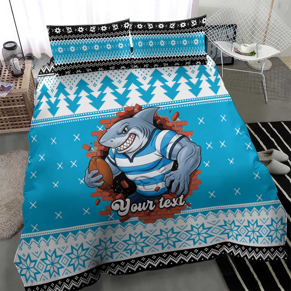 Claus Shark Strikes Personalized Bedding Set Christmas Rugby League Spirit - Aussie Hoodie