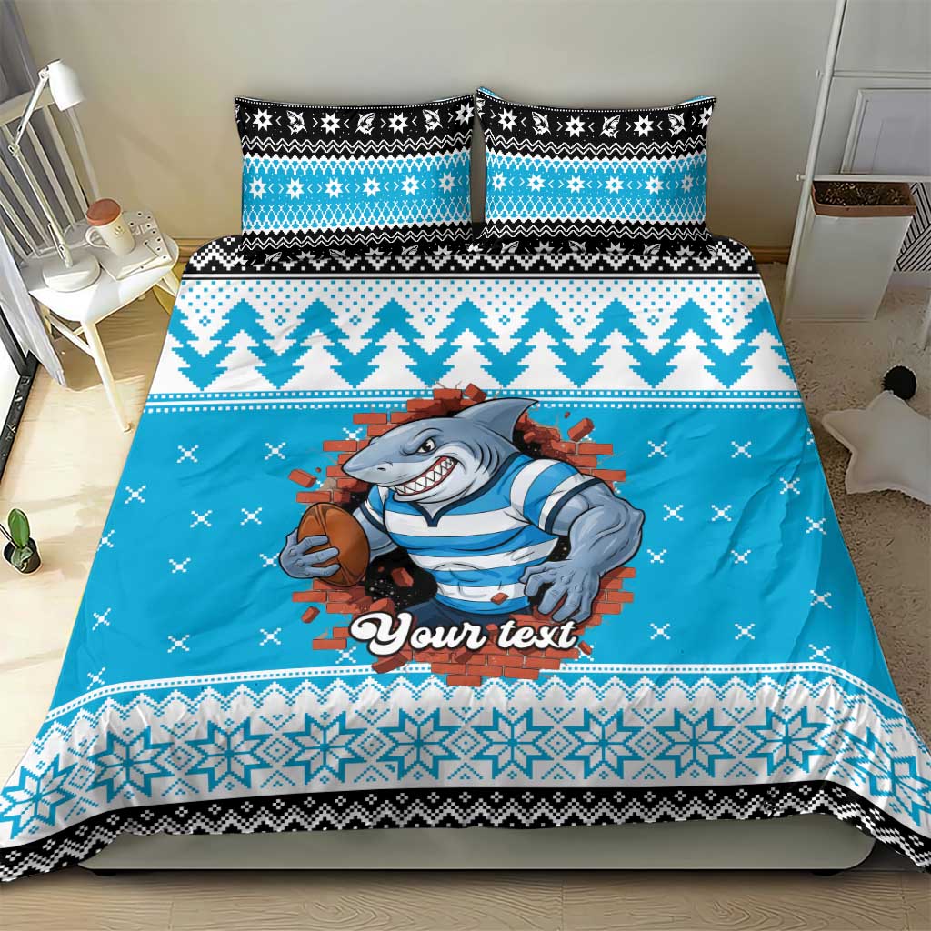 Claus Shark Strikes Personalized Bedding Set Christmas Rugby League Spirit - Aussie Hoodie