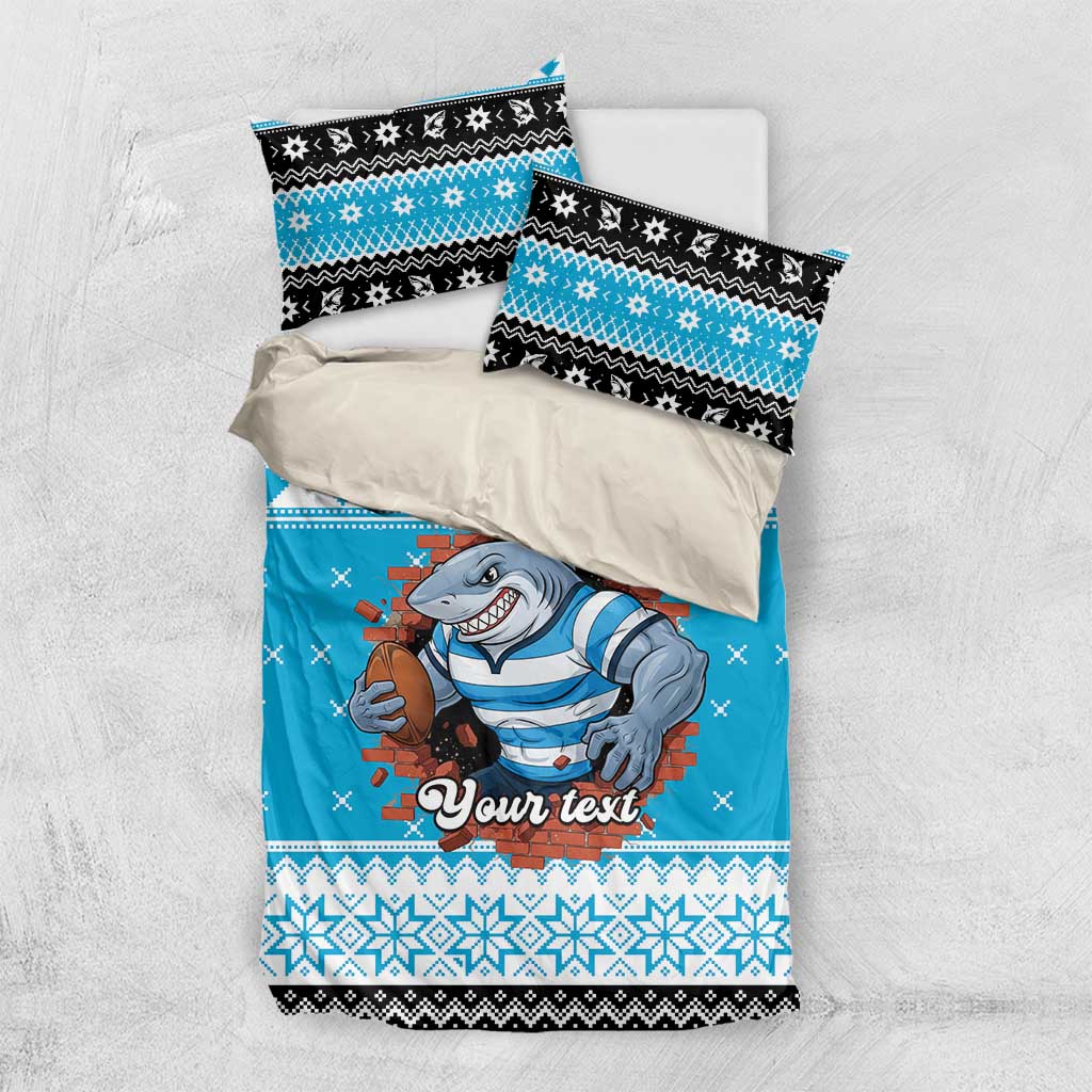 Claus Shark Strikes Personalized Bedding Set Christmas Rugby League Spirit - Aussie Hoodie