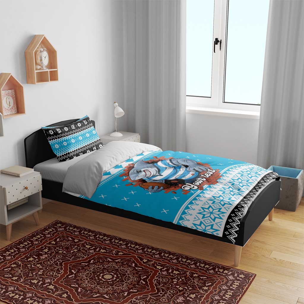 Claus Shark Strikes Personalized Bedding Set Christmas Rugby League Spirit - Aussie Hoodie