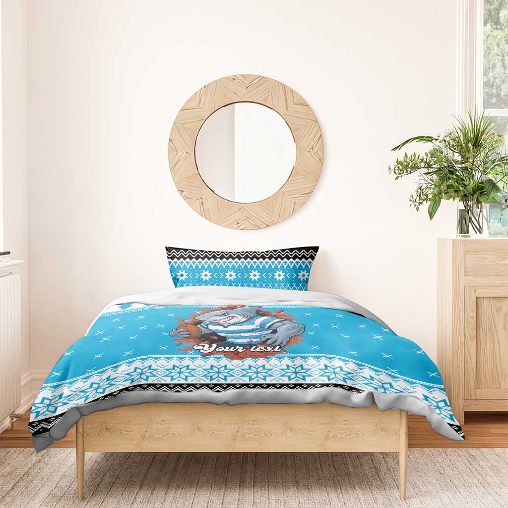Claus Shark Strikes Personalized Bedding Set Christmas Rugby League Spirit - Aussie Hoodie