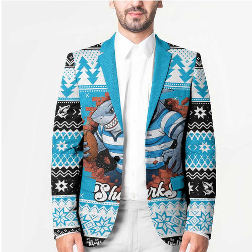Claus Shark Strikes Personalized Blazer Christmas Rugby League Spirit - Aussie Hoodie