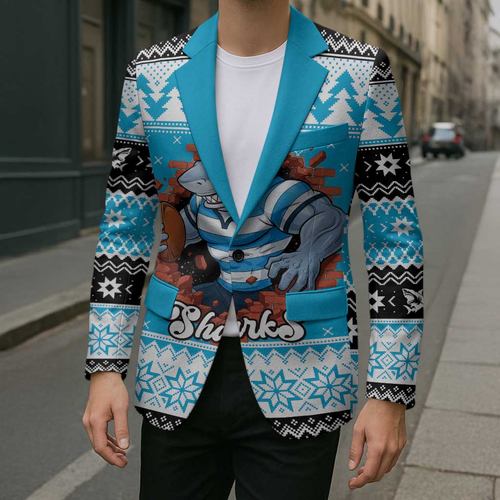 Claus Shark Strikes Personalized Blazer Christmas Rugby League Spirit - Aussie Hoodie