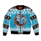 Claus Shark Strikes Personalized Bomber Jacket Christmas Rugby League Spirit - Aussie Hoodie