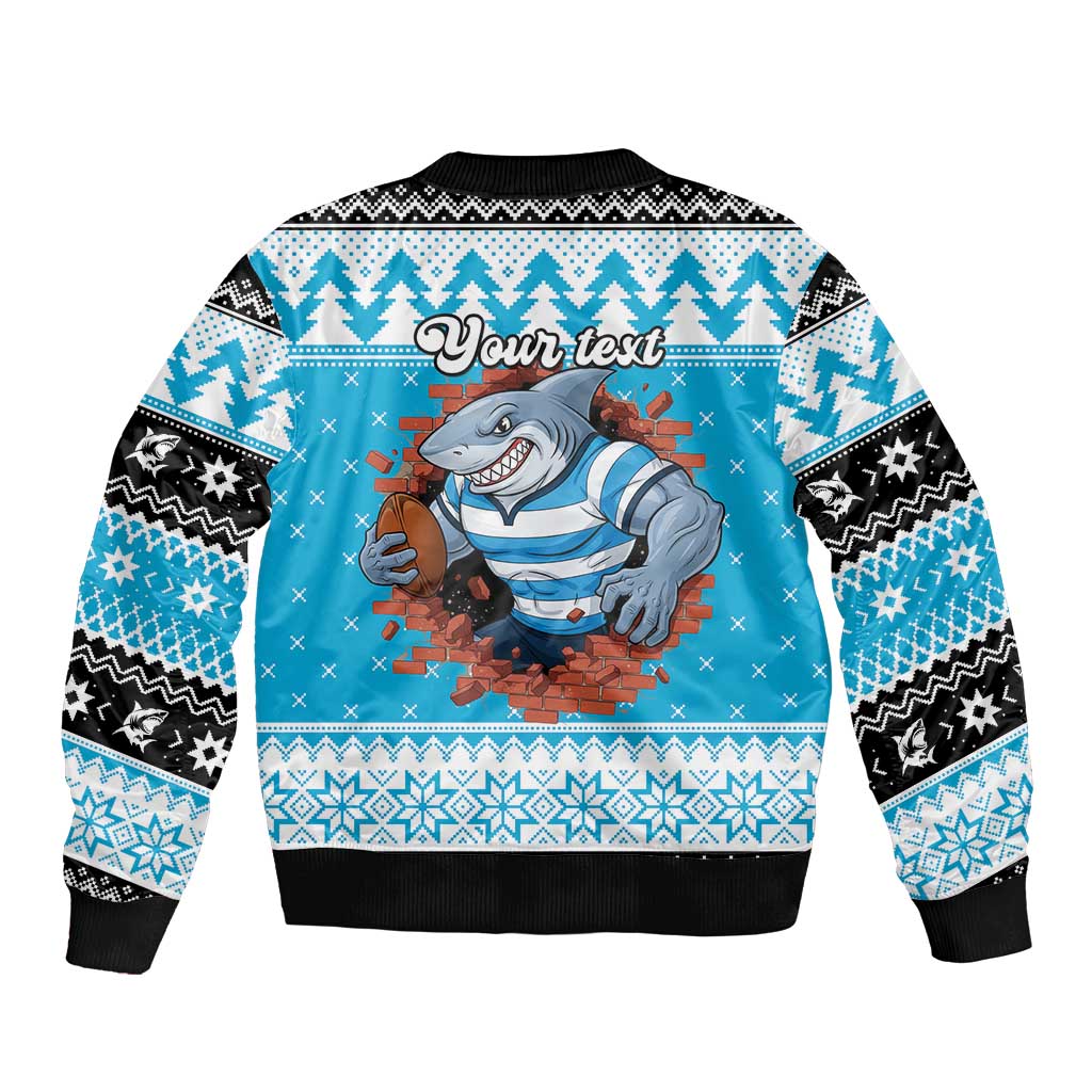 Claus Shark Strikes Personalized Bomber Jacket Christmas Rugby League Spirit - Aussie Hoodie