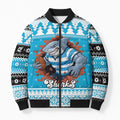 Claus Shark Strikes Personalized Bomber Puffer Jacket Christmas Rugby League Spirit - Aussie Hoodie
