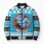 Claus Shark Strikes Personalized Bomber Puffer Jacket Christmas Rugby League Spirit - Aussie Hoodie