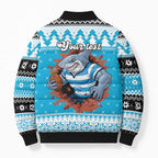Claus Shark Strikes Personalized Bomber Puffer Jacket Christmas Rugby League Spirit - Aussie Hoodie