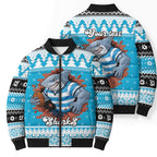 Claus Shark Strikes Personalized Bomber Puffer Jacket Christmas Rugby League Spirit - Aussie Hoodie