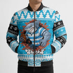 Claus Shark Strikes Personalized Bomber Puffer Jacket Christmas Rugby League Spirit - Aussie Hoodie
