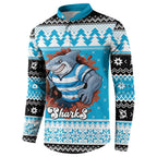 Claus Shark Strikes Personalized Button Sweatshirt Christmas Rugby League Spirit - Aussie Hoodie