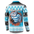Claus Shark Strikes Personalized Button Sweatshirt Christmas Rugby League Spirit - Aussie Hoodie