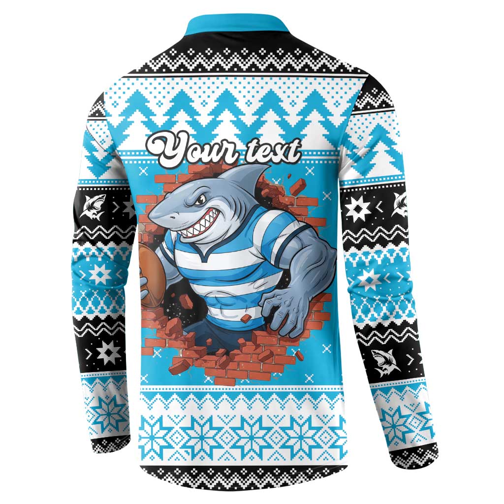 Claus Shark Strikes Personalized Button Sweatshirt Christmas Rugby League Spirit - Aussie Hoodie
