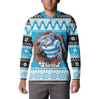 Claus Shark Strikes Personalized Button Sweatshirt Christmas Rugby League Spirit - Aussie Hoodie