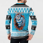 Claus Shark Strikes Personalized Button Sweatshirt Christmas Rugby League Spirit - Aussie Hoodie