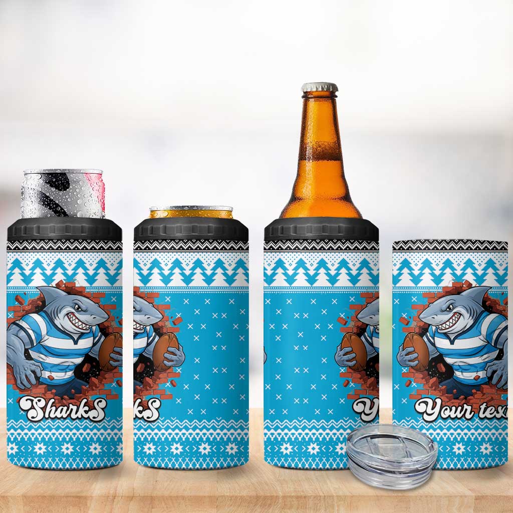 Claus Shark Strikes Personalized 4 in 1 Can Cooler Tumbler Christmas Rugby League Spirit - Aussie Hoodie