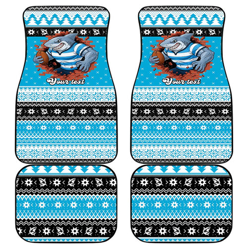 Claus Shark Strikes Personalized Car Mats Christmas Rugby League Spirit - Aussie Hoodie