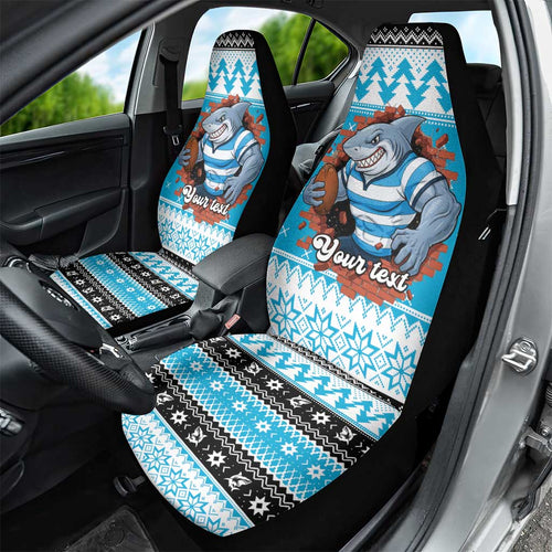 Claus Shark Strikes Personalized Car Seat Cover Christmas Rugby League Spirit - Aussie Hoodie