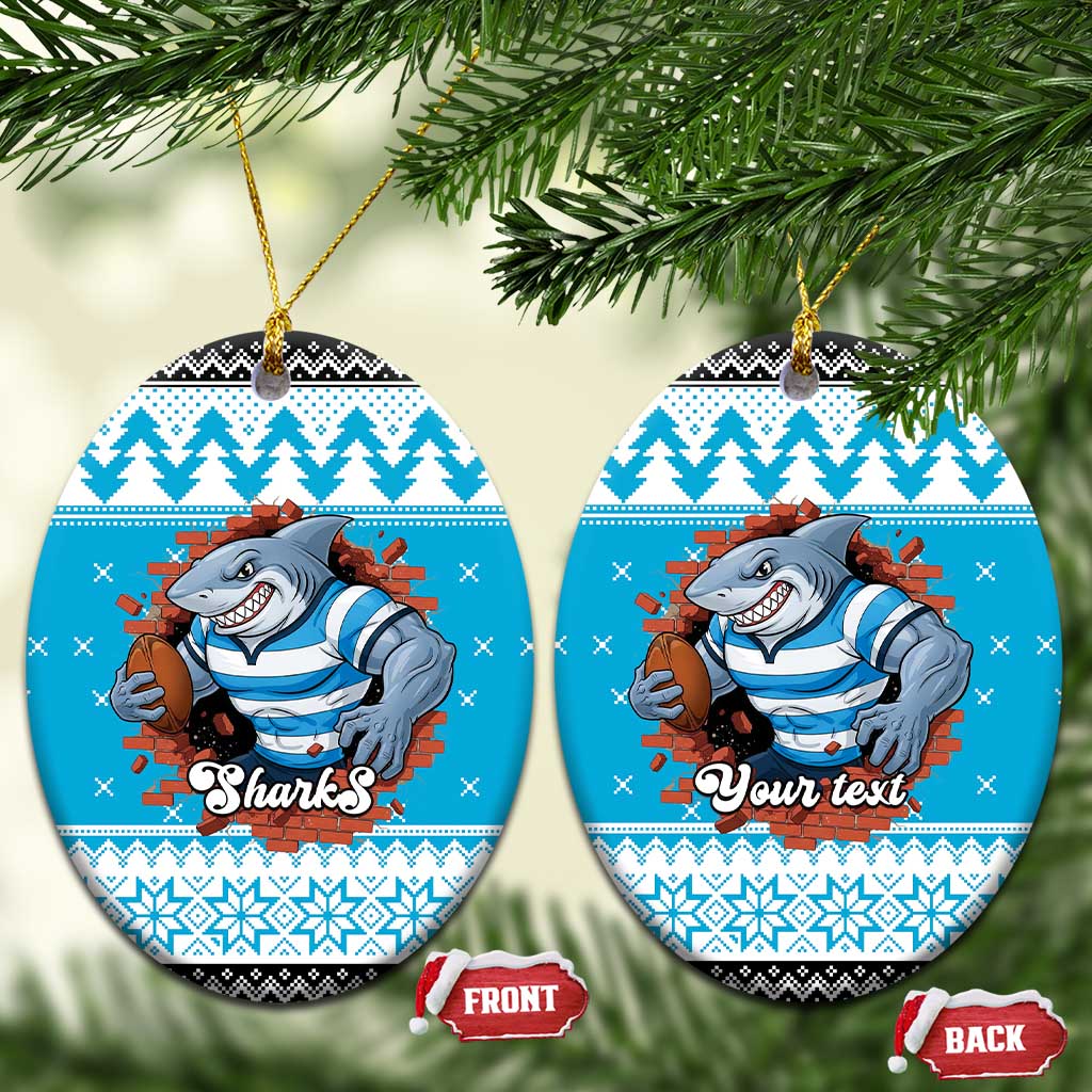 Claus Shark Strikes Personalized Ceramic Ornament Christmas Rugby League Spirit - Aussie Hoodie