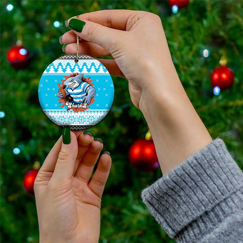 Claus Shark Strikes Personalized Ceramic Ornament Christmas Rugby League Spirit - Aussie Hoodie
