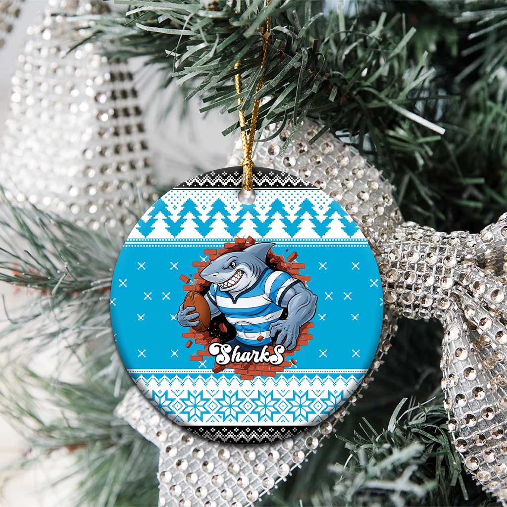 Claus Shark Strikes Personalized Ceramic Ornament Christmas Rugby League Spirit - Aussie Hoodie