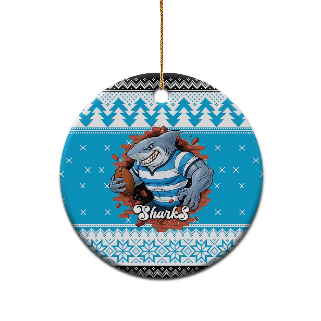 Claus Shark Strikes Personalized Ceramic Ornament Christmas Rugby League Spirit - Aussie Hoodie