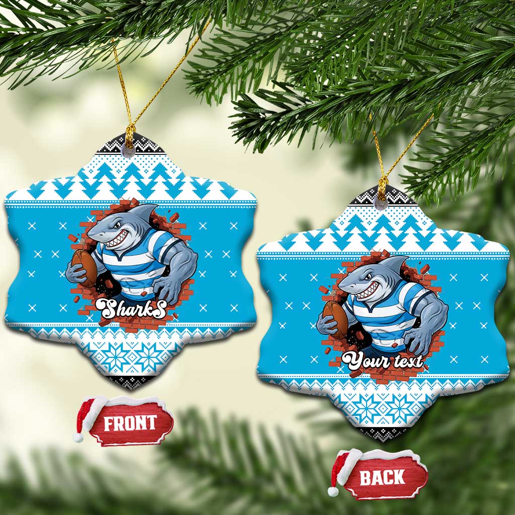 Claus Shark Strikes Personalized Ceramic Ornament Christmas Rugby League Spirit - Aussie Hoodie