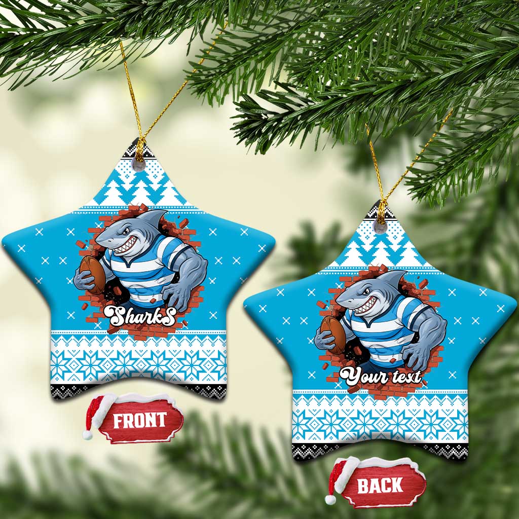 Claus Shark Strikes Personalized Ceramic Ornament Christmas Rugby League Spirit - Aussie Hoodie