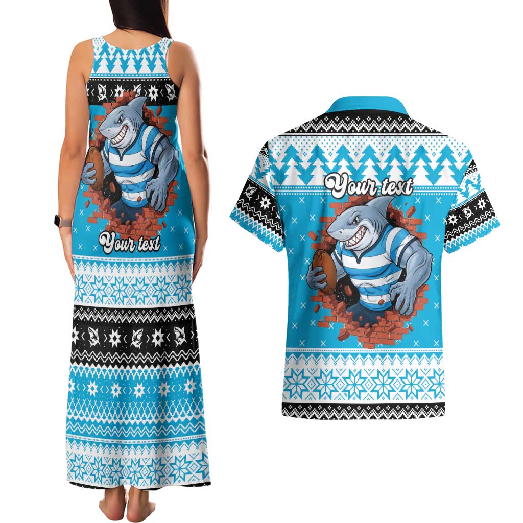 Claus Shark Strikes Personalized Couples Matching Tank Maxi Dress and Hawaiian Shirt Christmas Rugby League Spirit - Aussie Hoodie