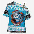Claus Shark Strikes Personalized Cross Shoulder Shirt Christmas Rugby League Spirit - Aussie Hoodie