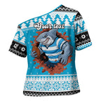 Claus Shark Strikes Personalized Cross Shoulder Shirt Christmas Rugby League Spirit - Aussie Hoodie