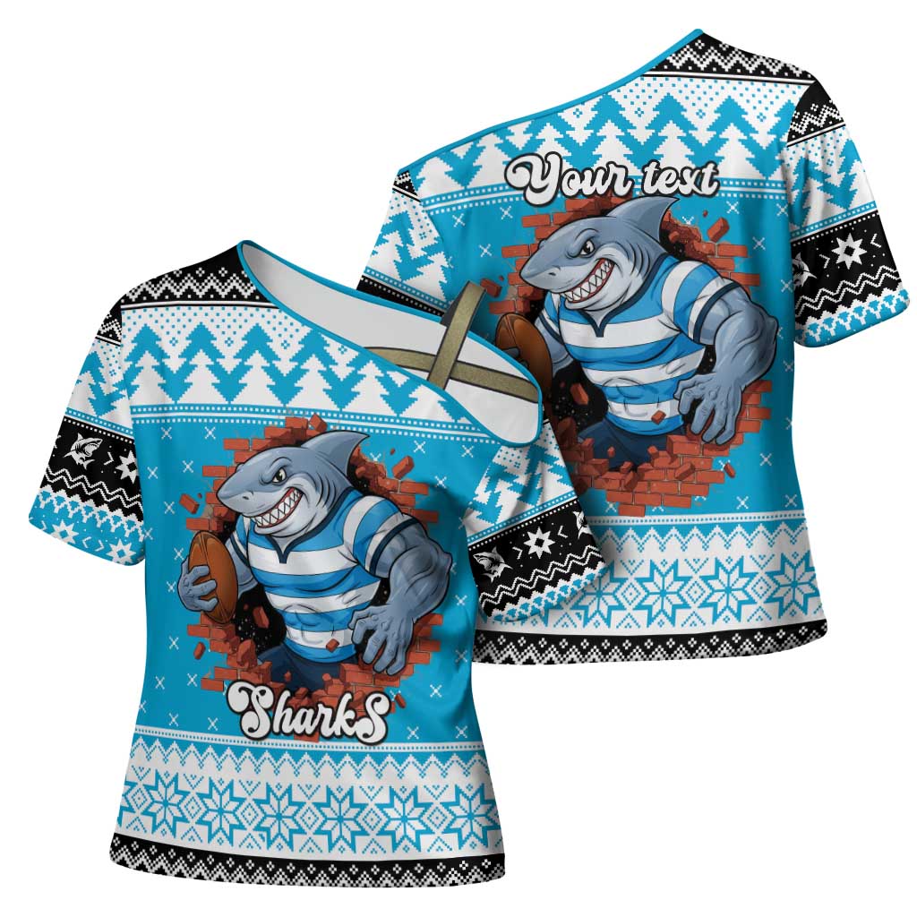 Claus Shark Strikes Personalized Cross Shoulder Shirt Christmas Rugby League Spirit - Aussie Hoodie