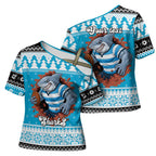 Claus Shark Strikes Personalized Cross Shoulder Shirt Christmas Rugby League Spirit - Aussie Hoodie