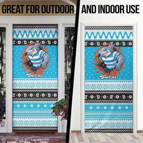 Claus Shark Strikes Personalized Door Cover Christmas Rugby League Spirit - Aussie Hoodie