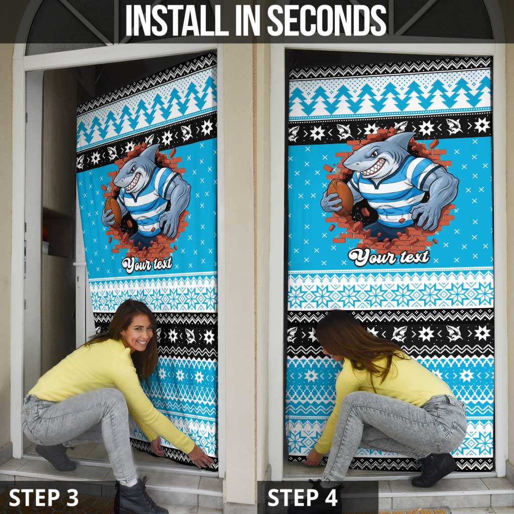 Claus Shark Strikes Personalized Door Cover Christmas Rugby League Spirit - Aussie Hoodie