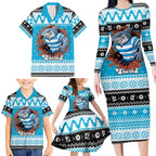 Claus Shark Strikes Personalized Family Matching Long Sleeve Bodycon Dress and Hawaiian Shirt Christmas Rugby League Spirit - Aussie Hoodie
