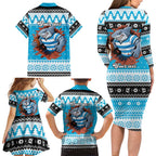 Claus Shark Strikes Personalized Family Matching Long Sleeve Bodycon Dress and Hawaiian Shirt Christmas Rugby League Spirit - Aussie Hoodie
