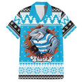 Claus Shark Strikes Personalized Family Matching Long Sleeve Bodycon Dress and Hawaiian Shirt Christmas Rugby League Spirit - Aussie Hoodie