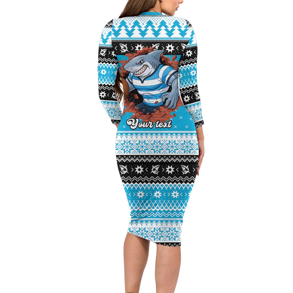 Claus Shark Strikes Personalized Family Matching Long Sleeve Bodycon Dress and Hawaiian Shirt Christmas Rugby League Spirit - Aussie Hoodie