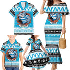 Claus Shark Strikes Personalized Family Matching Mermaid Dress and Hawaiian Shirt Christmas Rugby League Spirit - Aussie Hoodie