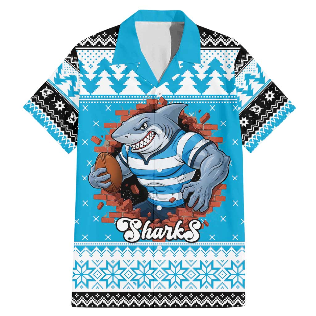 Claus Shark Strikes Personalized Family Matching Mermaid Dress and Hawaiian Shirt Christmas Rugby League Spirit - Aussie Hoodie